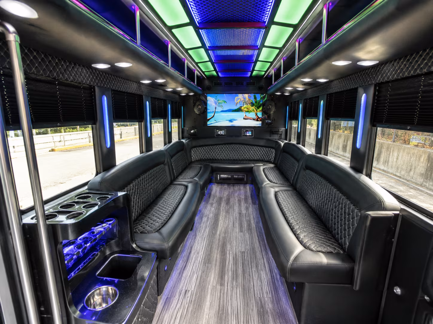 topeka 18 passenger party bus inside
